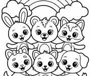 Coloriage Animaux en arc en ciel