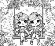 Coloriage BFF sur une balan&ccedil;oire