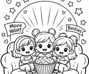 Coloriage C'est le temps de regarder le film de la soir&eacute;e