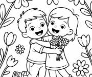 Coloriage Calin amusant des amis