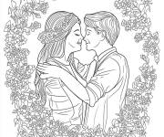 Coloriage Calin des amis &agrave; motif en fleurs