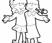 Coloriage Calin des belles filles amies