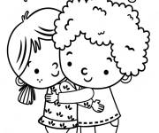 Coloriage Calin des petits amis mignons
