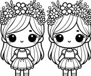 Coloriage Chibi amies