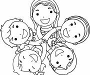 Coloriage Cinq amis