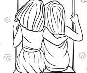 Coloriage Deux amies profitent de leurs temps