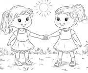 Coloriage Deux amies sous le soleil