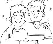 Coloriage Deux amis c&eacute;l&egrave;brent leur amiti&eacute; 