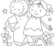 Coloriage et dessins gratuit Deux amis e dessin anim&eacute; pour enfants à imprimer