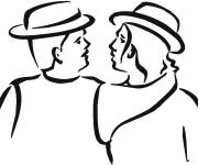 Coloriage Deux amis en calin