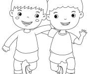 Coloriage Deux amis s'amusant