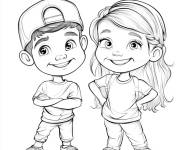 Coloriage Deux amis style caricature