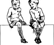 Coloriage Deux amis style vintage