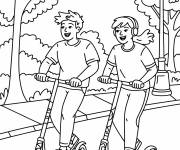 Coloriage Deux amis sur leurs scooters