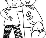 Coloriage Deux garcons amis joyeux
