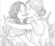 Coloriage Embrasser notre amie