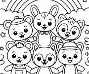 Coloriage Equipe des amis animaux
