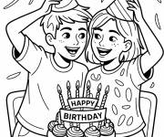 Coloriage F&ecirc;tons l'anniversaire de notre ami
