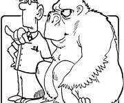 Coloriage Gorille avec son ami m&eacute;decin