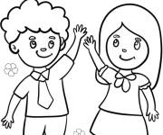 Coloriage High five entre amis