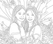 Coloriage Illustration de l'amiti&eacute; pour adulte