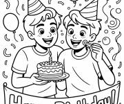 Coloriage Joyeux anniversaire mon ami