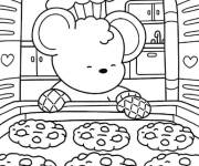 Coloriage L'ami pr&eacute;pare du biscuit