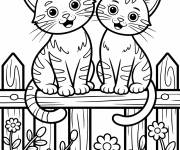Coloriage L'amiti&eacute; de deux chats