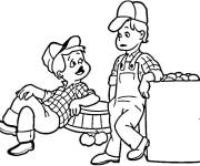 Coloriage L'amiti&eacute; de deux petits fermiers