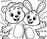Coloriage L'amiti&eacute; de l'ourson et du chat