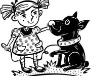 Coloriage L'amiti&eacute; de la fille de son chien