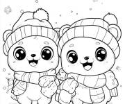 Coloriage L'amiti&eacute; des deux oursons