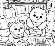 Coloriage L'amiti&eacute; du chat et d'ourson