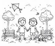 Coloriage L'amiti&eacute; et le partage