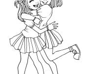 Coloriage La fille avec sa meilleure amie