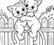 Coloriage Le calin des chatons