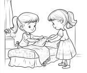 Coloriage Les amies dans leur chambre