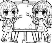 Coloriage Les amies qui aiment colorier