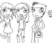 Coloriage Les amies Sam, Carly et Freddie de cartoon