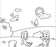 Coloriage Les amis &agrave; la bascule