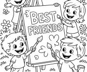 Coloriage Les amis a le&ccedil;on de dessin