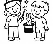 Coloriage Les amis apprennent la magie