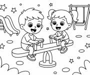 Coloriage Les amis au parc