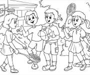 Coloriage Les amis au sport
