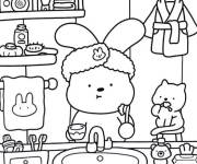 Coloriage Les amis avant aller au lit