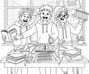 Coloriage Les amis avec des crayons de couleurs