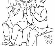 Coloriage Les amis buvant de lait