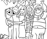 Coloriage Les amis c&eacute;l&egrave;brent la journ&eacute;e de l'amiti&eacute;
