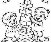 Coloriage Les amis construisent leur batiment