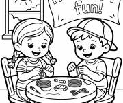Coloriage Les amis en bricolage